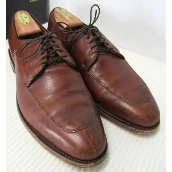 Allen Edmonds Men's Dress Shoes Size 9 Oxford Delray 1298 Split Toe Color Brown - Picture 1 of 14